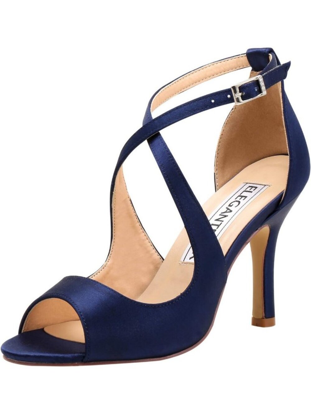 Elegant Peep Toe Strappy Heels for Women - Satin Wedding Dress Sandals